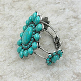 BR211230-02-BLUE-SILVER    Silver with Blue Turquoise stone Concho Cuff Bracelet