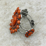 BR211230-02-ORANGE     Silver with Orange stone Concho Cuff Bracelet