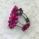 BR211230-02-PINK     Silver with Hot pink stone Concho Cuff Bracelet