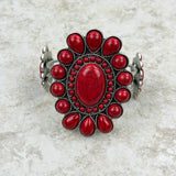 BR211230-02-RED     Silver with Red stone Concho Cuff Bracelet