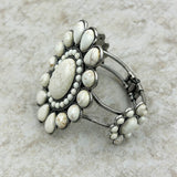 BR211230-02-WHITE     Silver with White stone Concho Cuff Bracelet