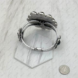 BR211230-02SILVER-BLACK           silver with black stone Concho Cuff Bracelet