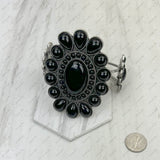 BR211230-02SILVER-BLACK           silver with black stone Concho Cuff Bracelet
