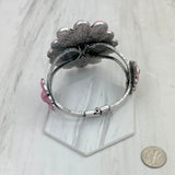 BR211230-02-LIGHT PINK           silver with light pink stone Concho Cuff Bracelet
