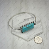 BR231205-02-BLUE            Silver metal with blue turquoise stone bangle
