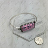 BR231205-02-WHITE               Silver metal with white stone bangle