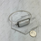 BR231205-02-WHITE               Silver metal with white stone bangle
