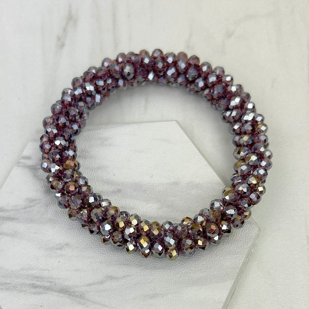 BR240106-28                       Red crystal AB beads stretch bracelet