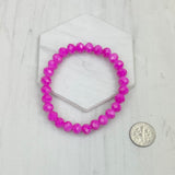 BR240713-07                         Hot pink face cut crystal Beads stretch Bracelet