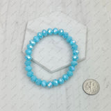 BR240713-13              Light brown face cut crystal Beads stretch Bracelet