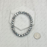 BR240713-13              Light brown face cut crystal Beads stretch Bracelet