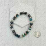 BR240713-31                     Black and white face cut crystal Beads stretch Bracelet