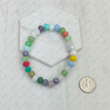 BR240713-31                     Black and white face cut crystal Beads stretch Bracelet