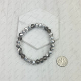 BR240713-31                     Black and white face cut crystal Beads stretch Bracelet