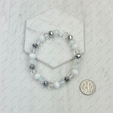 BR240713-31                     Black and white face cut crystal Beads stretch Bracelet