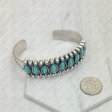 BR240715-01-BLUE             Silver metal with blue turquoise stone bangle