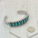 BR240715-02-BLUE             Silver metal with blue turquoise stone bangle