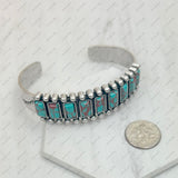 BR240715-02-GREEN                         Silver metal with green turquoise stone bangle