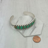 BR240715-02-LIGHT GREEN           Silver metal with green rectangle turquoise stone Bangle