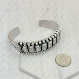 BR240715-02-WHITE           Silver metal with white turquoise stone bangle