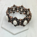 BR241125-01-COPPER-BLUE             Copper metal with blue turquoise stone Bracelet