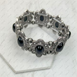 BR241125-01-SILVER-BLUE              Silver metal with blue turquoise stone Bracelet