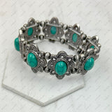 BR241125-01-SILVER-BLUE              Silver metal with blue turquoise stone Bracelet