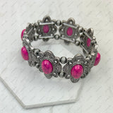 BR241125-01-SILVER-BLUE              Silver metal with blue turquoise stone Bracelet