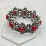 BR241125-01-SILVER-BLUE              Silver metal with blue turquoise stone Bracelet