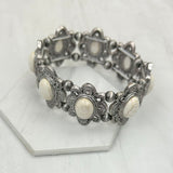 BR241125-01-SILVER-BLUE              Silver metal with blue turquoise stone Bracelet