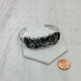 BR241130-01-BLACK             Silver metal with black stone bangle