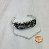 BR241130-01-BLACK             Silver metal with black stone bangle