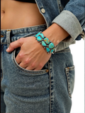 BR241130-01-BLUE                  Silver metal with blue turquoise stone bangle