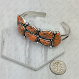 BR241130-01-ORANGE                 Silver metal with orange stone bangle