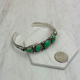 BR241130-03-GREEN         Silver metal with green turquoise stone bangle