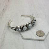BR241130-03-WHITE               Silver metal with white turquoise stone bangle