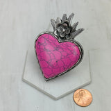 BR241130-05-BLUE   silver metal with blue turquoise stone heart Ring