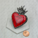 BR241130-05-BLUE   silver metal with blue turquoise stone heart Ring