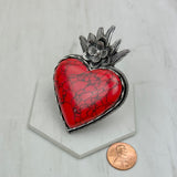 BR241130-05-BLUE   silver metal with blue turquoise stone heart Ring
