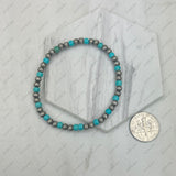 BR250120-01             Silver Navajo pearl with blue turquoise stone beads Bracelet