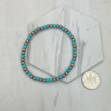 BR250120-01             Silver Navajo pearl with blue turquoise stone beads Bracelet