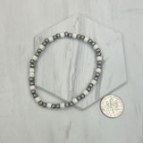 BR250120-01             Silver Navajo pearl with blue turquoise stone beads Bracelet