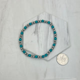 BR250120-05                 Silver Navajo pearl with light pink turquoise stone beads Bracelet