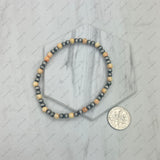 BR250120-05                 Silver Navajo pearl with light pink turquoise stone beads Bracelet