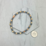 BR250120-05                 Silver Navajo pearl with light pink turquoise stone beads Bracelet