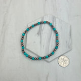 BR250120-09          Copper Navajo pearl with blue turquoise stone beads Bracelet