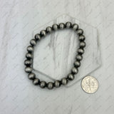 BR250120-14          8 mm stretch silver Navajo pearl beads Bracelet
