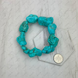 BR250120-29                  Stretch blue turquoise stone nuggets Bracelet