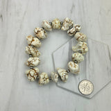 BR250120-33         Stretch white turquoise stone nuggets with silver Navajo pearl beads Bracelet