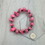 BR250120-34              silver Navajo pearl beads with pink stone Bracelet
